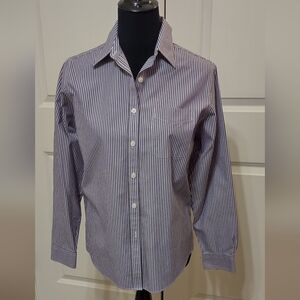 L. L. Bean Striped Long Sleeved Button Down Blouse EUC